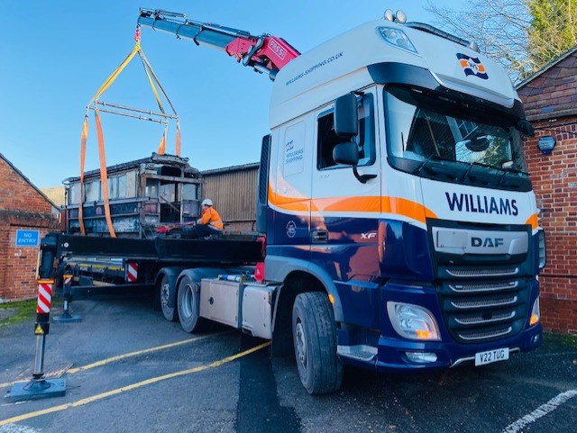 Loading a tram on a truck